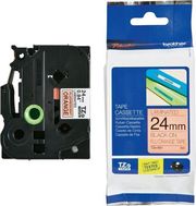 brother ptouch laminated black on signal orange 5m x 24mm me oem tzeb51 photo