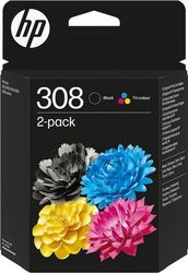 hp melani inkjet no308 2 pack black tri color me oem 6l6s6ue photo