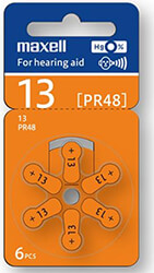 maxell zink air battery za13 6pcs button for hearing aids photo
