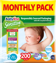 panes babylino sensitive monthly pack no2 3 6kg 200tem photo