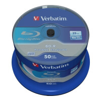 verbatim 43838 25gb x6 datalife bd r cb 50pcs photo