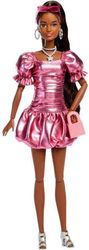 barbie deluxe style metallic pink dress brown hair with dark skin doll photo barbie deluxe style metallic pink dress brown hair with dark skin doll photo