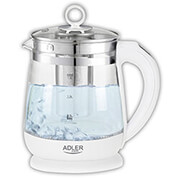 brastiras adler ad 1299 kettle glass 15lt me rythmisi thermokrasias kai tea infuser photo