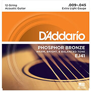 xordes akoystikis kitharas d addario ej 41 12 string 9 45 phosphor bronze photo