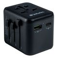 verbatim 49544 uta 02 universal travel adapter 100 250v ue usa japan australia uk 1x usb 1x usb c extra photo 1