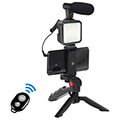 puluz live broadcast kit tripod mount led lamp microphone phone clamp extra photo 3