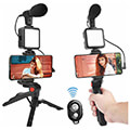 puluz live broadcast kit tripod mount led lamp microphone phone clamp extra photo 4