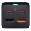 baseus gan3 pro 65w wall charger powerstrip 2xusb 2x type c cable black extra photo 4