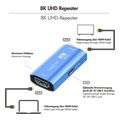 logilink hdmi repeater 20m 8k 60hz hdcp 23 alu blue extra photo 1