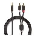 nedis cabw22200at100 stereo audio cable 35 mm male 2x rca male 10 m anthracitec extra photo 2