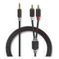 nedis cabw22200at20 stereo audio cable 35 mm male 2x rca male 20 m anthracite extra photo 2
