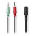 nedis cagb22160bk02 stereo audio cable 35mm female 2x 35mm male 012m black extra photo 2