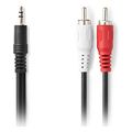 nedis cagl22200bk50 stereo audio cable 35mm male 2x rca male 500m black extra photo 1
