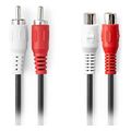nedis cagl24205bk20 stereo audio cable 2x rca male 2x rca female 200m black extra photo 1