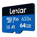 lexar high performance 633x 64gb micro sdxc uhs i u3 v30 a1 blue series lms0633064g bnnng extra photo 2