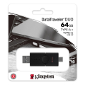 kingston dtde 64gb datatraveler duo 64gb usb 32 type a and type c flash drive extra photo 3