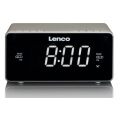 lenco cr 530 radio controlled stereo clock radio with 12 white display taupe extra photo 1