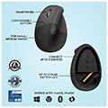 logitech 910 006474 lift vertical ergonomic wireless mouse left handed graphite extra photo 2