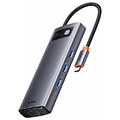 baseus metal gleam series 6 in 1 docking station 3x usb 30 type c pd hdmi vga grey extra photo 1