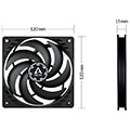 arctic p12 slim pwm pst case fan 120mm 4pin black black extra photo 1