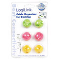 logilink kab0010 cable organizer clip 6pcs pink green yellow extra photo 1