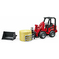 bruder schaffer hoflader 2034 with bale gripper red black extra photo 1