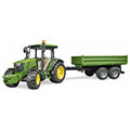 bruder john deere 5115m green yellow with side wall trailer extra photo 3
