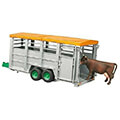 bruder livestock transport trailer with cow gray extra photo 1