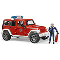 bruder jeep wrangler unlimited rubicon fire truck with firefighter red white extra photo 1