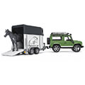 bruder land rover defender with horse trailer with one horse extra photo 1