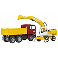 bruder man tga tipping truck red yellow with liebherr shovel excavator extra photo 2