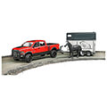 bruder ram 2500 power wagon with horse trailer red white and horse extra photo 1