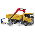bruder scania super 560r construction site truck with crane and 2 pallets extra photo 1