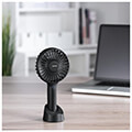 hama 12368 portable hand fan battery chargeable via usb 3 levels base blk extra photo 2