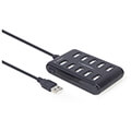 gembird uhb u2p10p 01 10 port usb 20 hub black extra photo 1