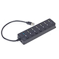 gembird uhb u3p1u2p6p 01 7 port usb hub 1 x usb 31 6 x usb 20 with switches black extra photo 1