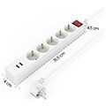 hama 223183 power strip 5 way usb a 17 w switch 14 m white extra photo 7