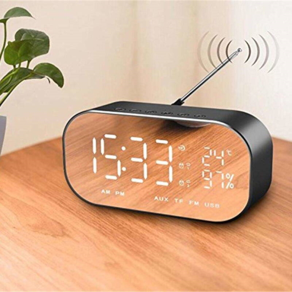 Akai Abtss2 Dual Alarm Clock AND Bluetooth Speaker 6W With Radio, Auxin AND USB For Charging