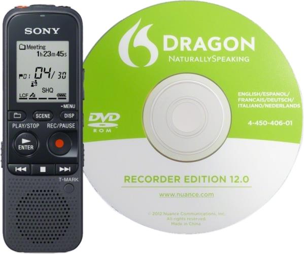 Sony Icdpx333d 4GB Digital Voice Recorder + Dragon Software Voice