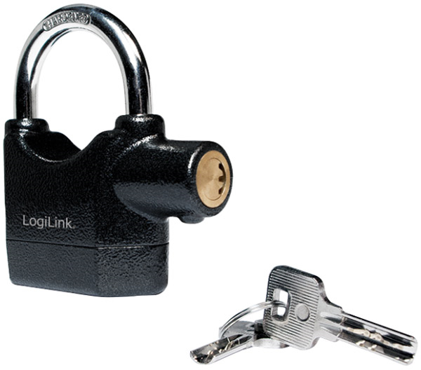 Logilink Sc0213 Robust Safety Padlock With Alarm Black Notebook