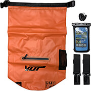 vup waterproof dry bag with phone case ipx8 20l orange photo