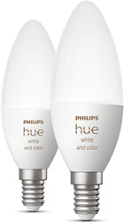 philips hue led lamp e14 2 pack 53w 320lm white color ambiance photo