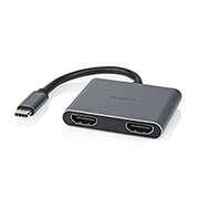 nedis ccgp64670bk01 usb multi port adapter usb c male 2x hdmi 010m black photo