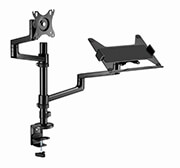 gembird desk mounted adjustable monitor arm with notebook tray photo