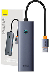 baseus ultra joy 4 in 1 hub usb a to 3x usb 30 lan rj45 space grey photo