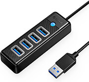 orico pw4u u3 015 bk ep hub adapter usb to 4x usb 30 5 gbps 015m black photo