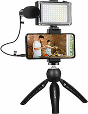 puluz live broadcast kit tripod mount led lamp microphone phone clamp photo