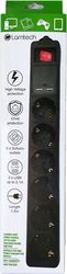 lamtech 6way surge protector with 2xusb 6xschuko black 15m lam111955 photo