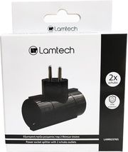 lamtech power socket splitter with 2 schuko outlets black lam023763 photo