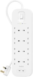 belkin plugboard 8 socket dual usb c 30w 900j 2m photo